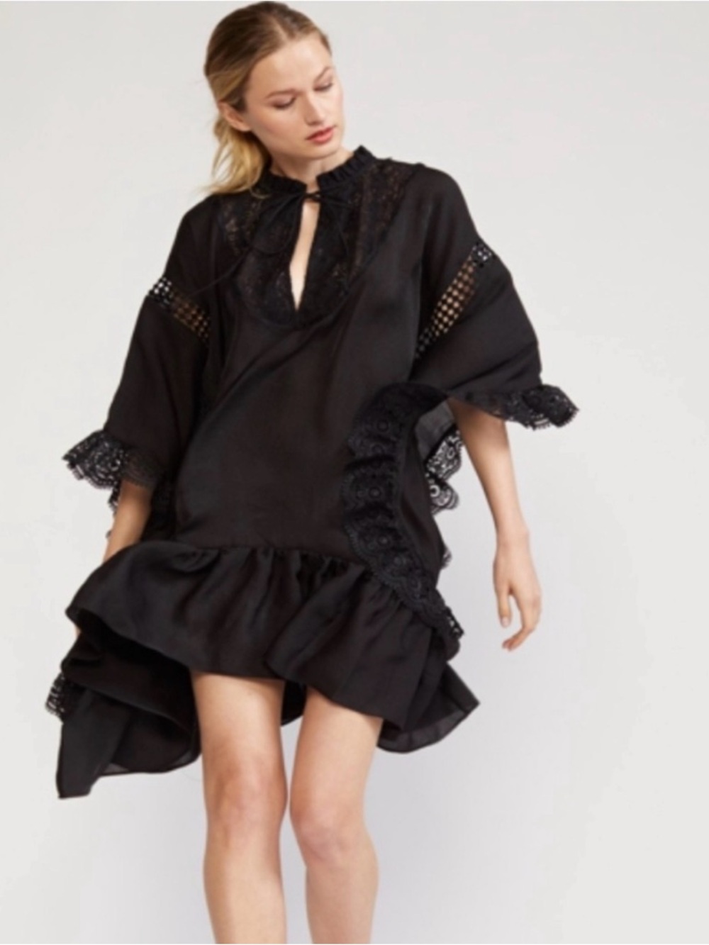 Cynthia Rowley Skylar lace trim kaftan dress